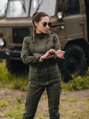 Ветровка женская Caribou S51 (воротник стойка) (олива)
